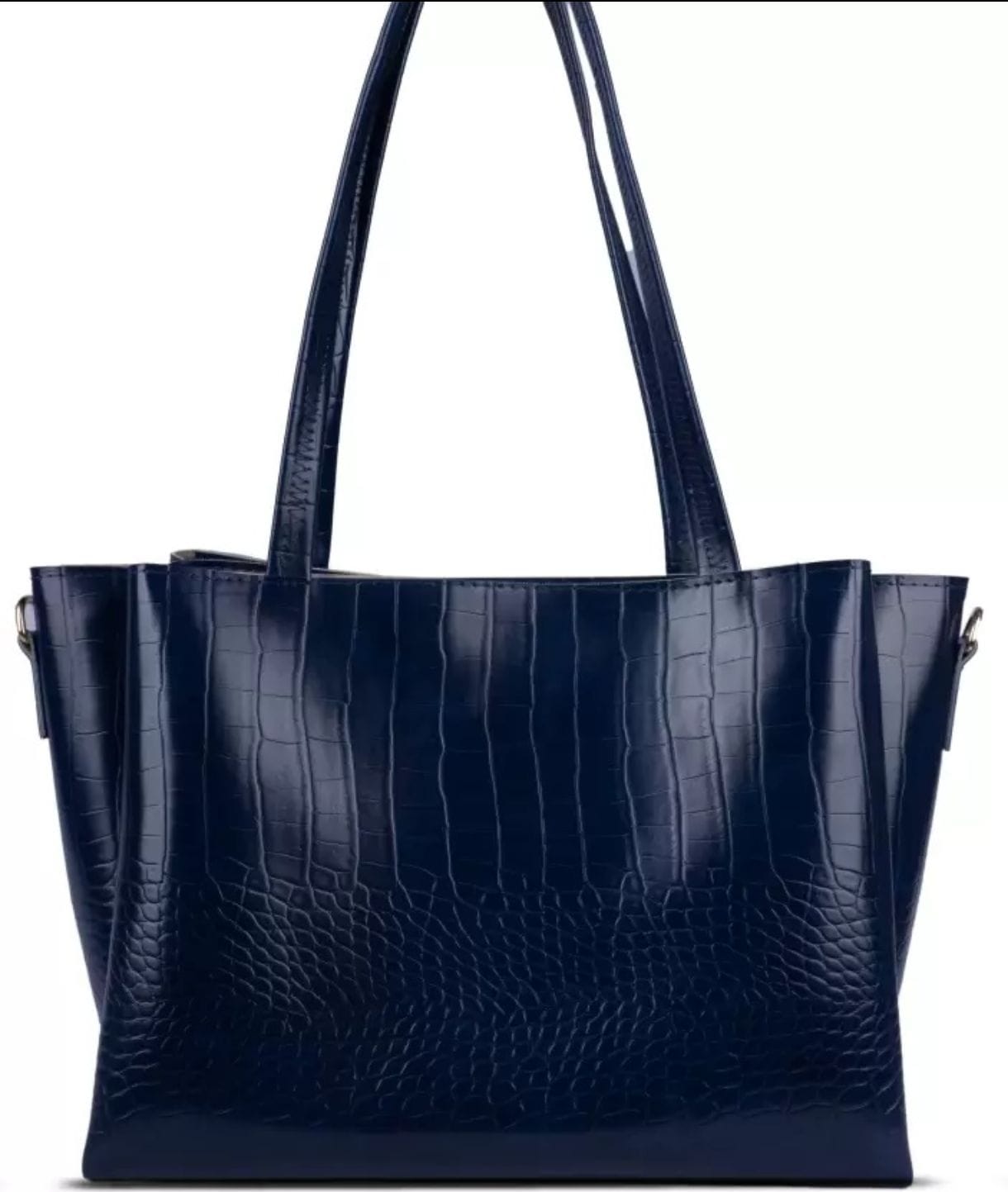 STROVIA Navy Blue Croc-Texture Premium Tote Bag