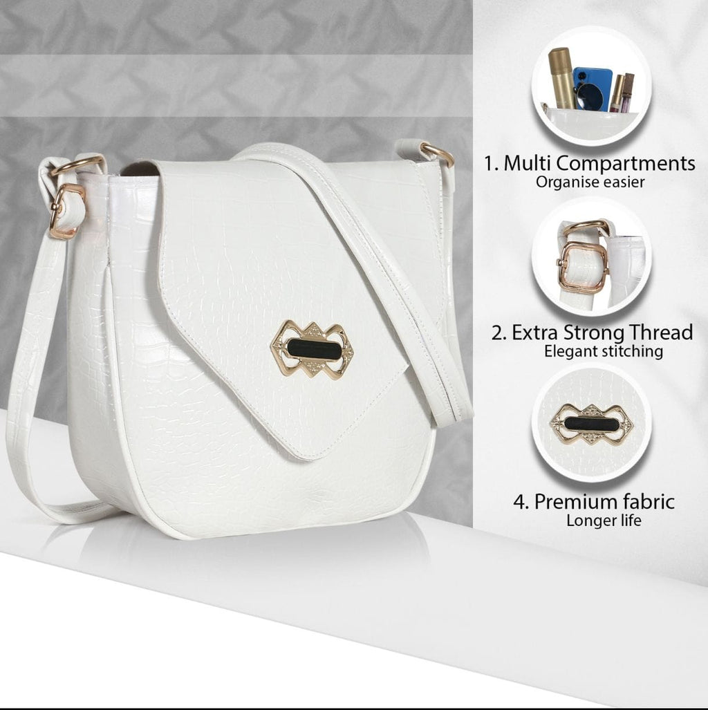 STROVIA Luxe Croco-Textured Sling Bag