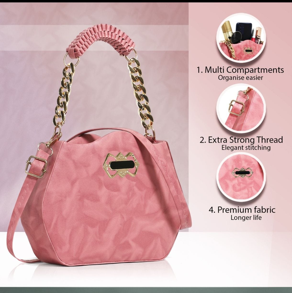 Rosabelle Luxe Shoulder & Handbag – Pink