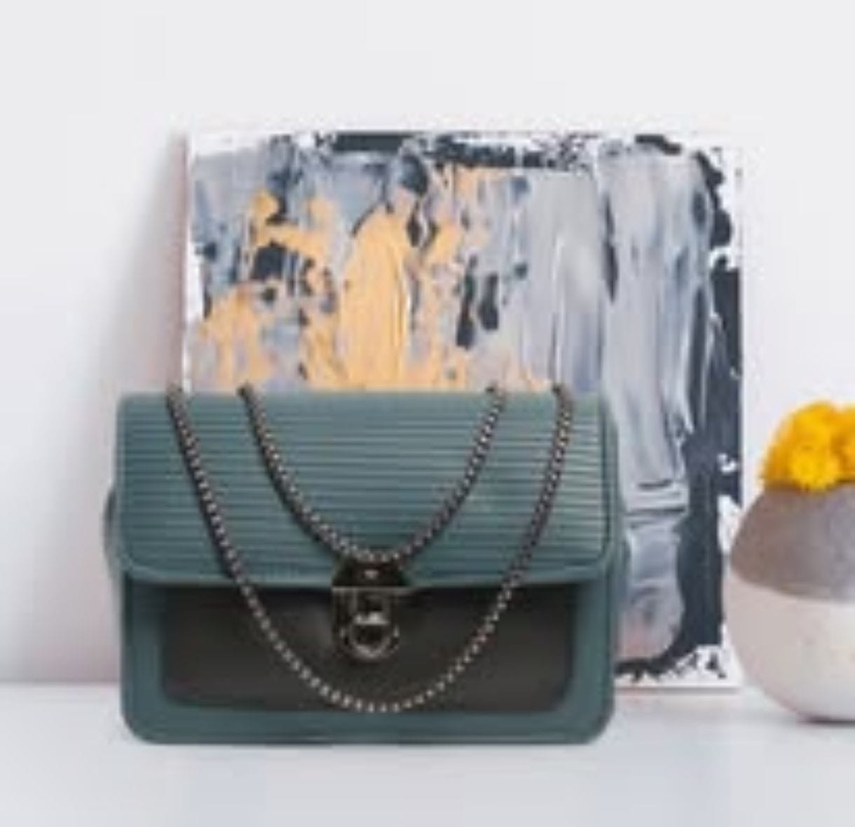 BellaMode Classic Flap Crossbody – Teal Black