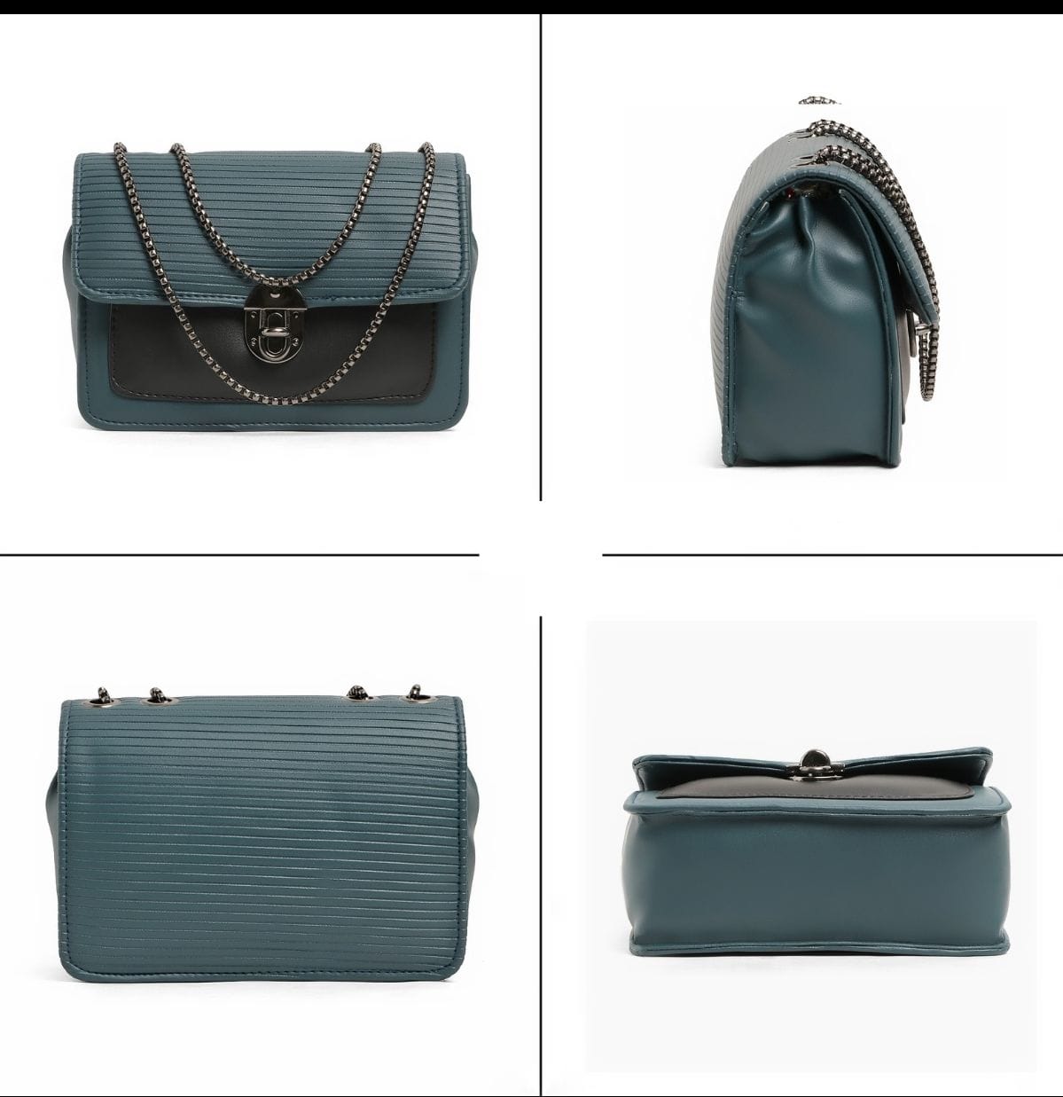 BellaMode Classic Flap Crossbody – Teal Black