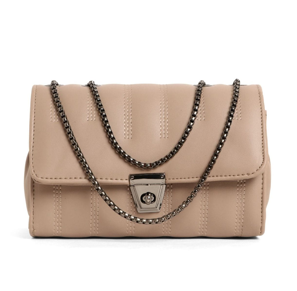 Estella Classic Quilted Flap Bag – Beige